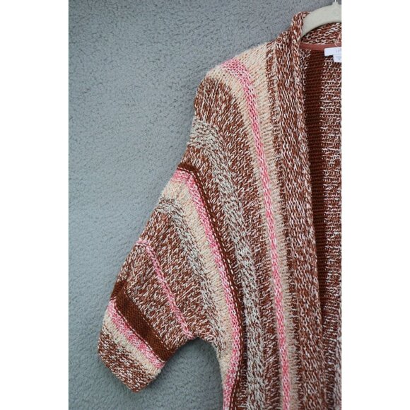 J.Jill 3D Knit Striped Short Sleeve Open Front Sweater-Size Medium-Soft-Hippie - Picture 2 of 11